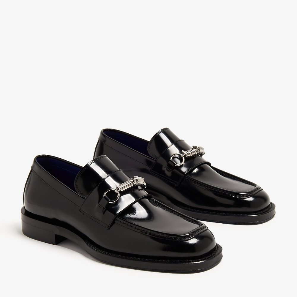 $990- Burberry 8080103 Men's Black Barbed Leather Casual Loafer Shoes - US 9.5 - Picture 3 of 7